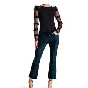 Free People Women's Emerald Green Velvet Pants Size 30